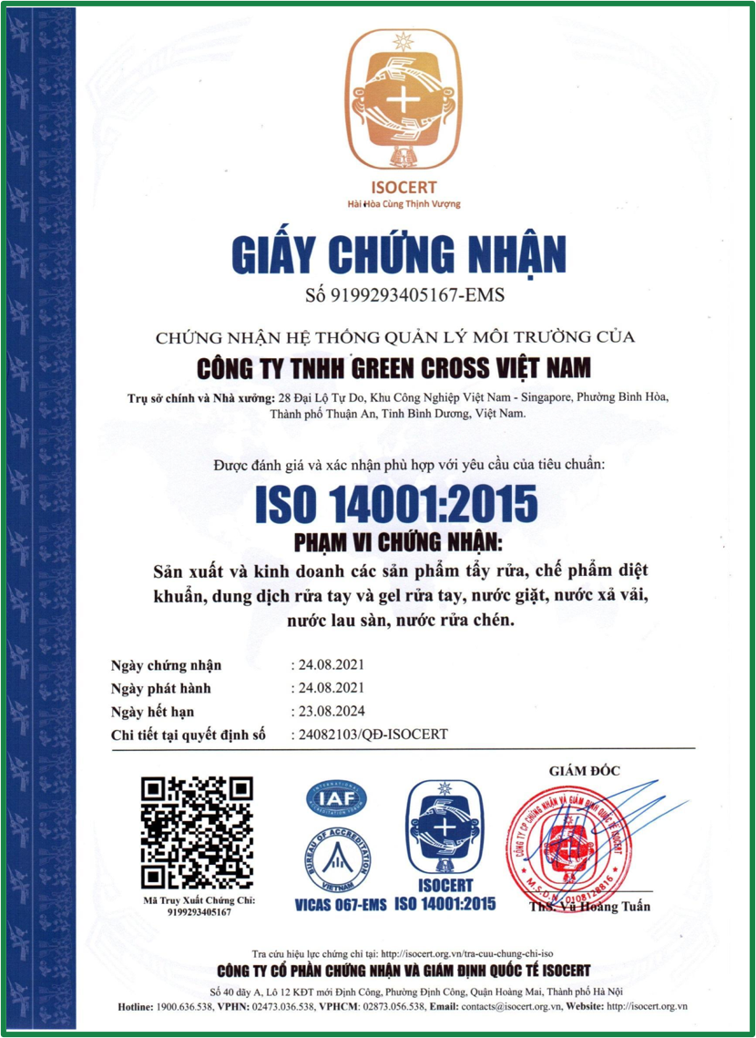 Green Cross Việt Nam ISO 14001:2015